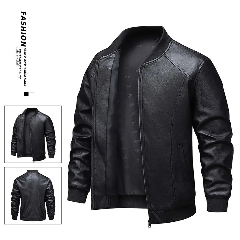 Men's jacket, leather jacket, versatile, handsome, charming, slim fit, leather jacket, men's top, windproof casual jacket, men's
