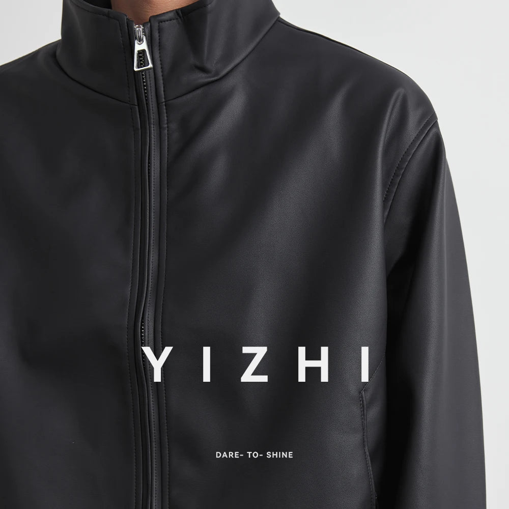 Fashion Leather Jaet Men's Autumn High-End Sli American Trendy Motorcycle Biker Jaet All in Youth Loose Fit Men Jacket