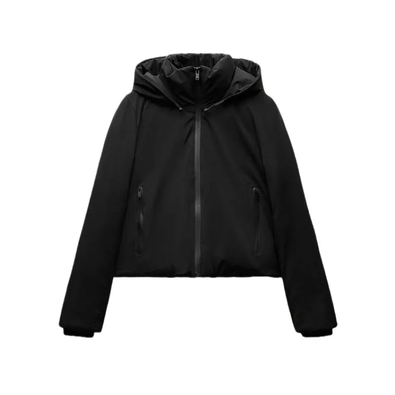 ETJ 2025 Autumn/Winter New women's short imitation wind waterproof hooded thick warm cotton jacket Outdoor coat 4749703