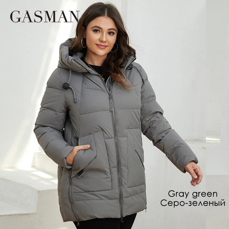 GASMAN New Fashion Down Jacket Women Plus Size Short Casual Hooded Big Pocket Parkas Female multicolor Coat Outwear GM-82172
