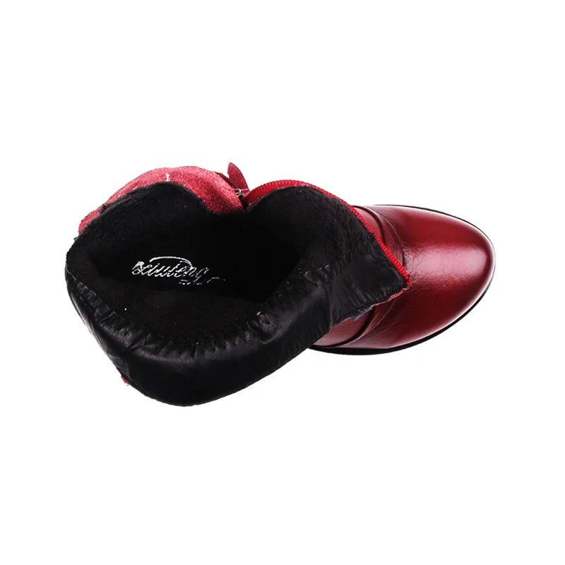 Women Boots Shoes Woman Handmade Vintage Genuine Leather Low-Heeled Shoe Round Toe High Quqlity Shoes Winter Fashion Shoes Women