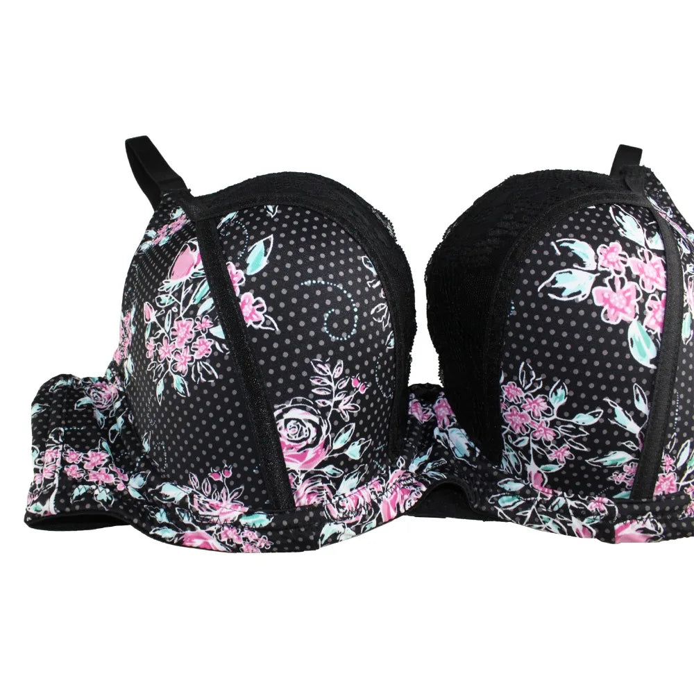 Sexy Bra For Women Fashion Print Brassiere Push Up Bra 3/4 Cup Underwire Lace Intimates Ladies Plus Size 36-46 C-D-DD-DDD-E-F-G