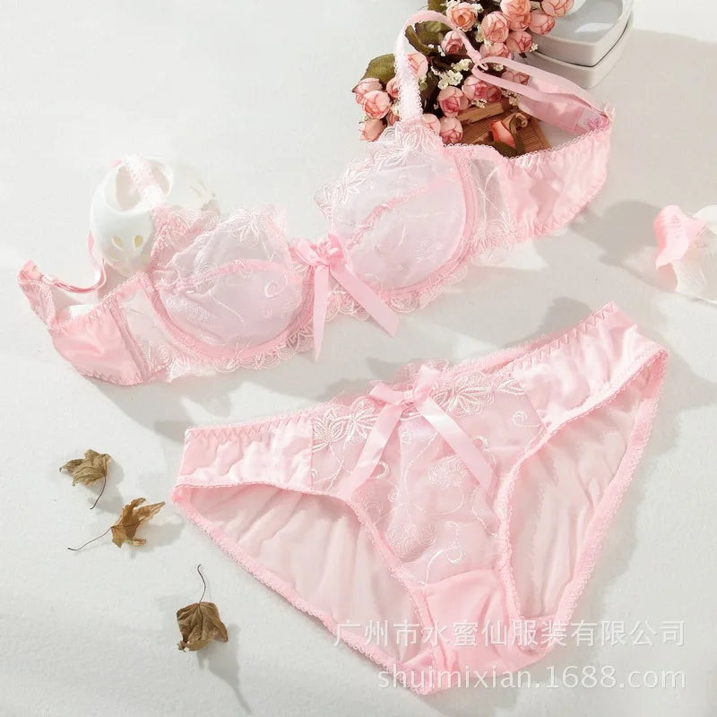 Sexy Lace Bra Set 2020 New Brand Slim Sexy Women Bra Set Ultra-Thin Transparent Lace Bra Vs Secret Women Underwear Set Lingerie