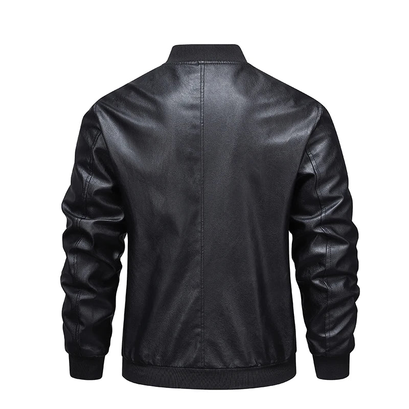 Men's jacket, leather jacket, versatile, handsome, charming, slim fit, leather jacket, men's top, windproof casual jacket, men's