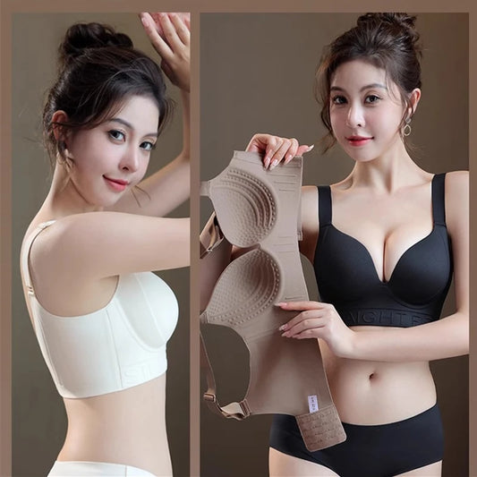 Women's Big Breasts With No Traces And Small Breasts Gathered Without Steel Rings To Prevent External Expansion Of Women's Bra