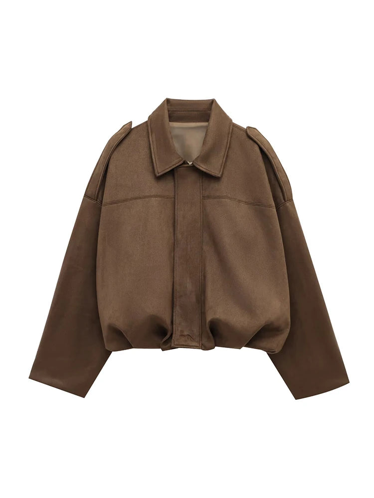 Vintage Women Casual Bomber Jackets 2025 Fashion Ladies Loose Soft Jacket for Female Holiday Chic Outfits Girls Cute Clothes