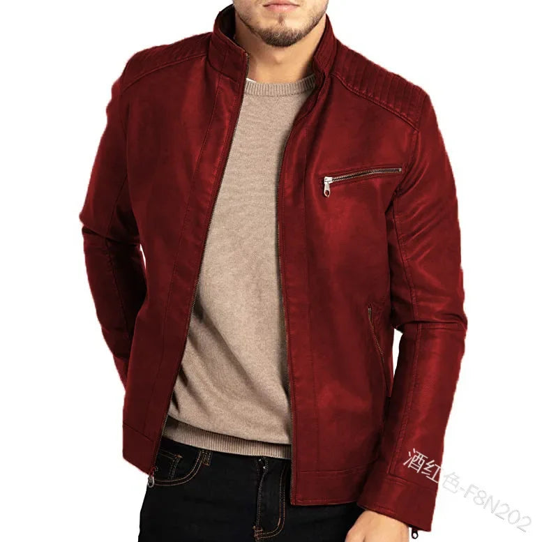 Leather Jacket Streetwear Casual Blazer Jackets Men Leather Suit Jacket Slim Blazer Pu Coat Fashion Male Outerwear Zipper Coat