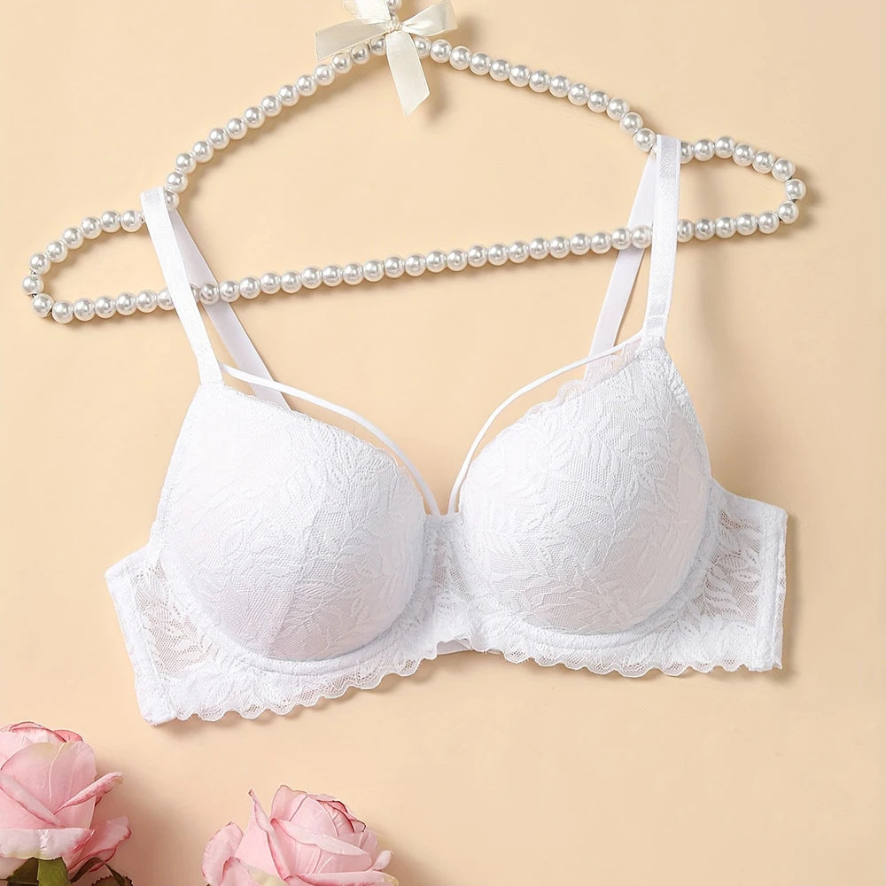 Women's Sexy Lace Bra, Underwire Push-Up Support, Anti-Sagging and Beautiful Breasts, Suitable for Dating, Comfortable Daily Bra