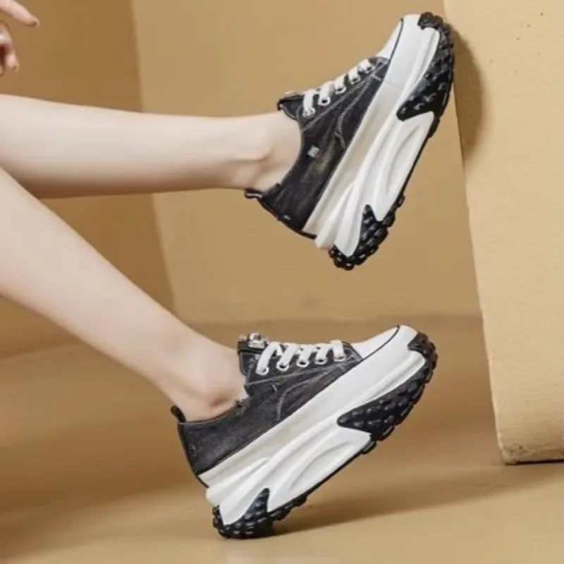 Women's Shoes High on Platform Retro Ladies Footwear Y2k Fashion Casual Light Cheap Offer Daily Routine 39 Vulcanized Shoe Deals