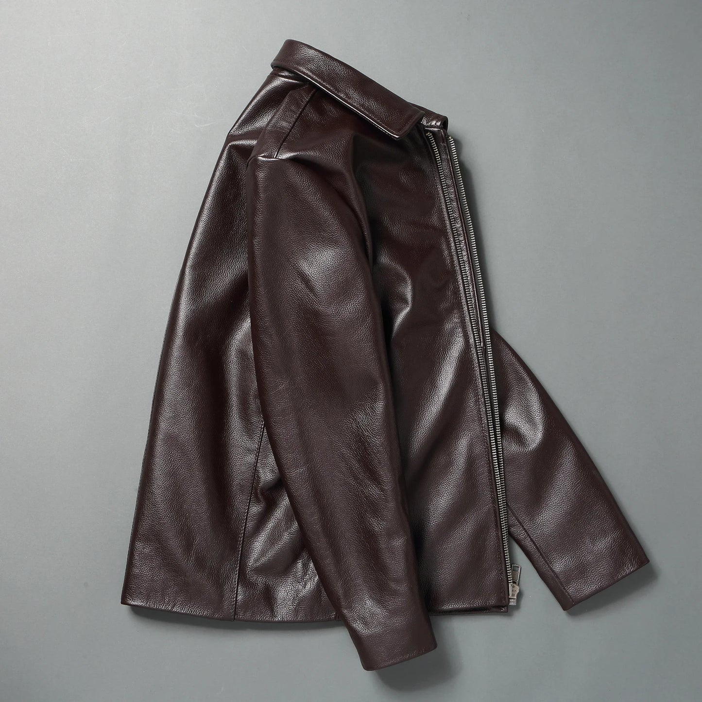 Men Leather Jacket Spring Autumn Soft Top Layer Cowhide Leather Loose Jacket Black Brown Lapel Natural Calfskin Classic Jacket
