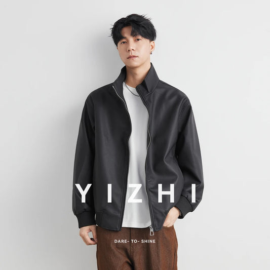 Fashion Leather Jaet Men's Autumn High-End Sli American Trendy Motorcycle Biker Jaet All in Youth Loose Fit Men Jacket