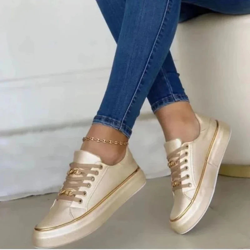 Women's Sneakers 2025 New Fashion Womens Shoes Comfortable Round Toe Platform Sneakers Lace-up Walking Vulcanized Shoes Zapatos