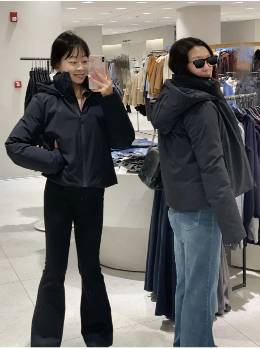 ETJ 2025 Autumn/Winter New  women's short imitation wind waterproof hooded thick warm cotton jacket Outdoor coat 4749703