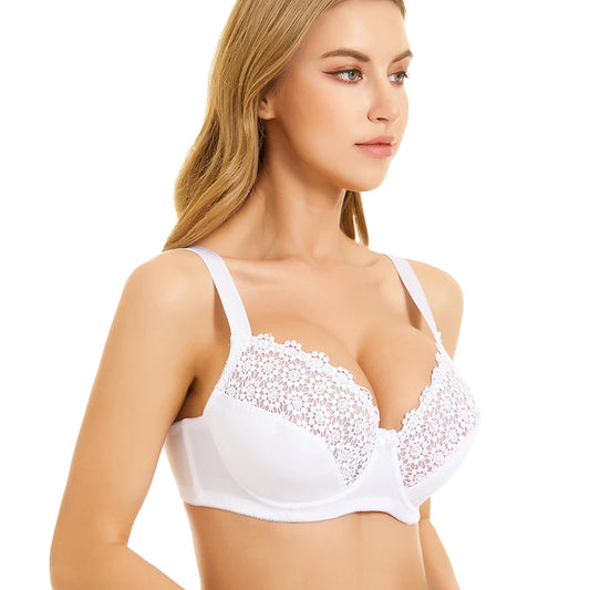Bralette Sexy Bra For Women Push Up Unlined Full Cup Underwire Bras  Embroidery Hollow Plus Big Size 34363840424446 CDEFG