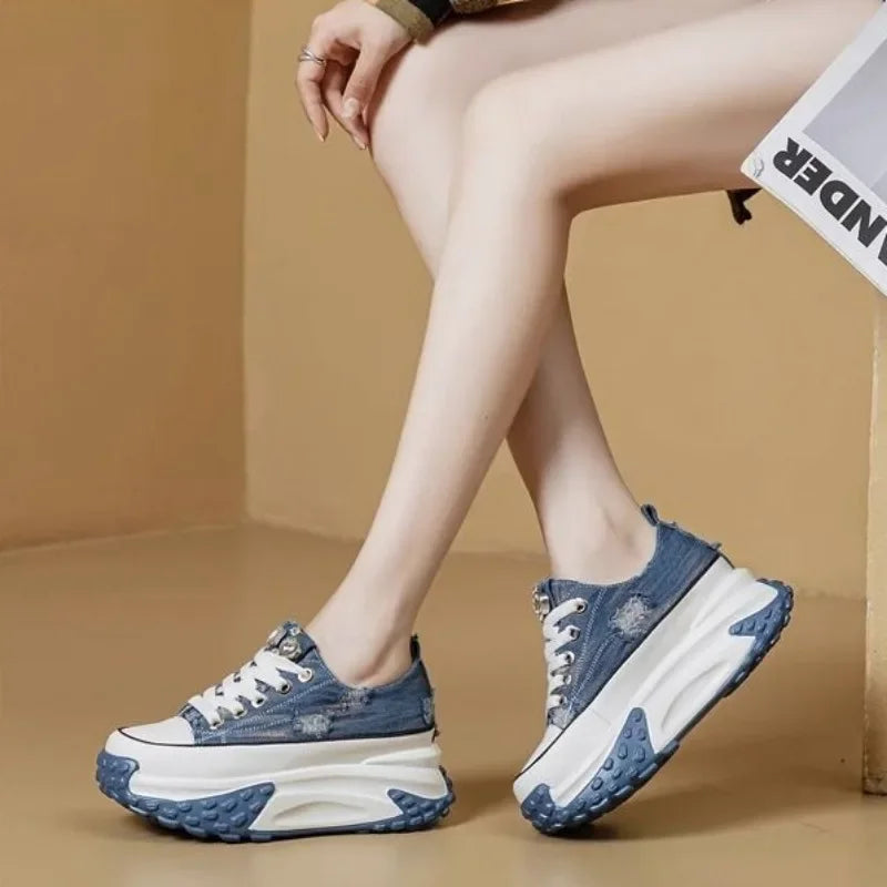 Women's Shoes High on Platform Retro Ladies Footwear Y2k Fashion Casual Light Cheap Offer Daily Routine 39 Vulcanized Shoe Deals