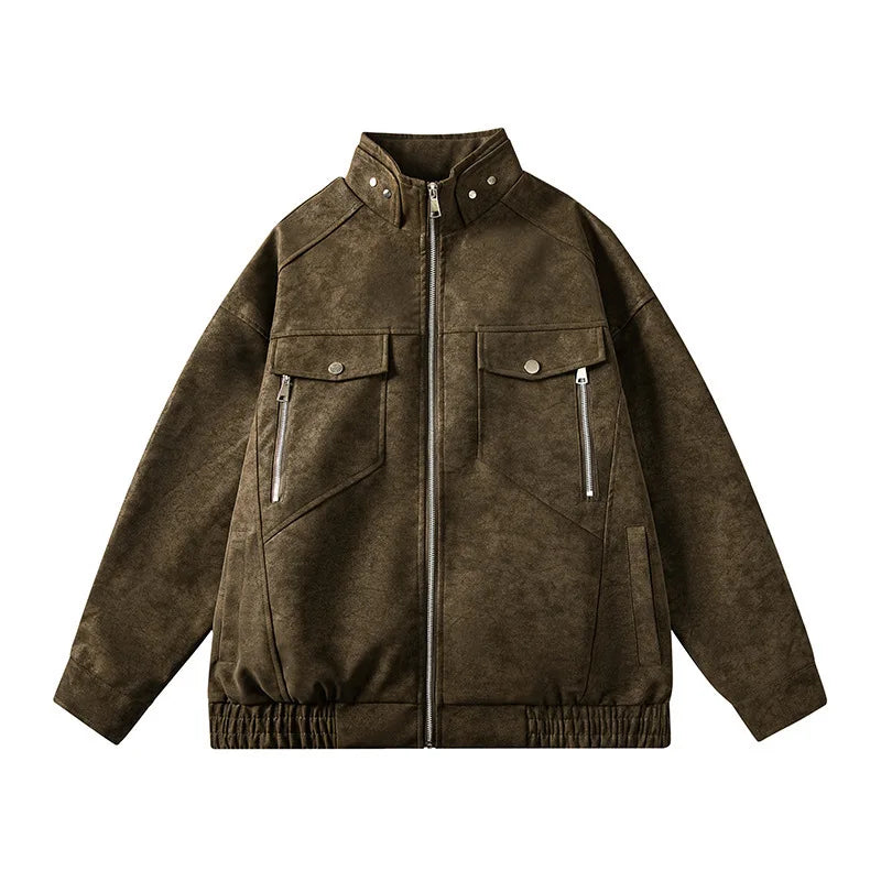 Men's High-quality Leather Jacket Trendy Casual Jacket, Versatile and Slim Fit Leather Jacket Windproof and Warm Casual Top