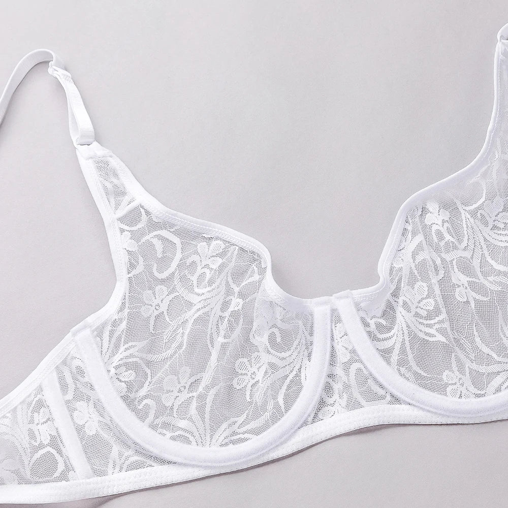 Sexy Lace Bras For Women Unlined Underwire Bra Bralette Underwear Tops Embroidery Floral Lingerie  Brassiere BH A B C D DD Cup