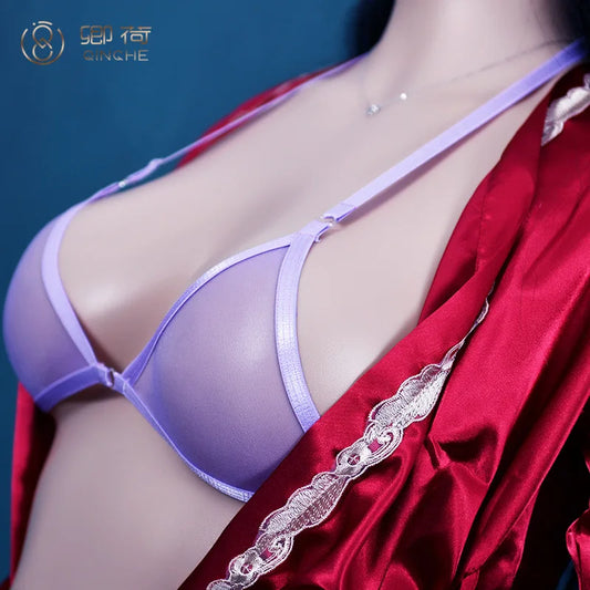 Sexy Women Bra See Through Mesh Transparent Bra Halter Underwear Girls Non-Padded Bralette Sheer Elastic Ultra-Thin Comfy Bikini