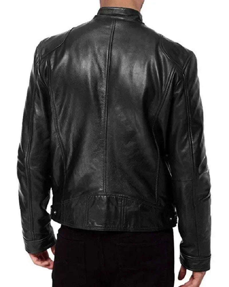 Men's Leather Jacket Bomber Motorcycle Biker Pu Leather Casual Loose Fit Faux Jacket for Men