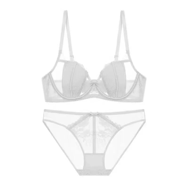 Logirlve Hollow Sexy Bra Panties Sets Ultrathin Brassiere Transparent Underwear Women Set Bras Lace Embroidery Lingerie set