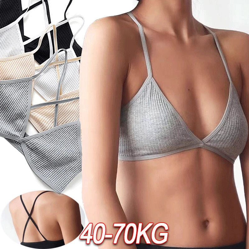 Sexy Seamless Bra Bras For Women Deep-V Triangle Thin Bralette Back Bra Underwear Top Female Solid Shoulder Strap Vest Lingerie