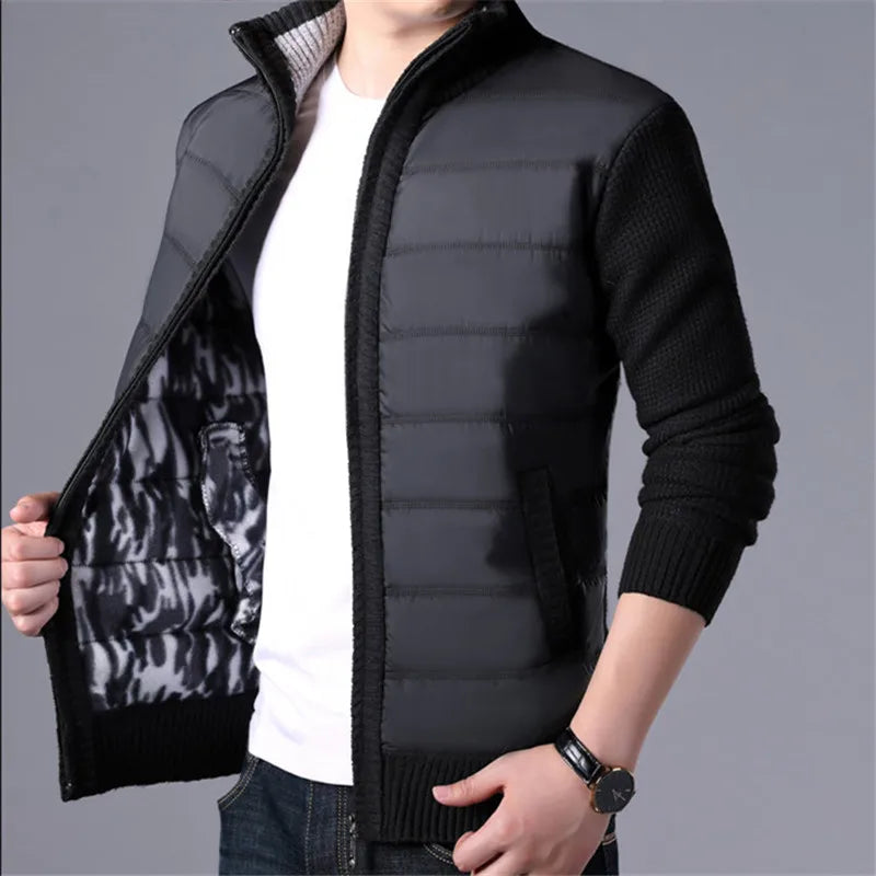 Winter Mens Fleece Jacket | Stand Collar Outerwear Winter Jackets Men