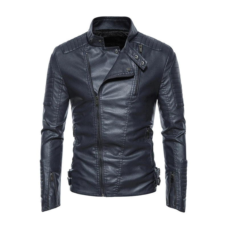 Leather jacket men's autumn and winter vintage motorcycle lapel waterproof jacket, top tier jacket for men in Europe and America