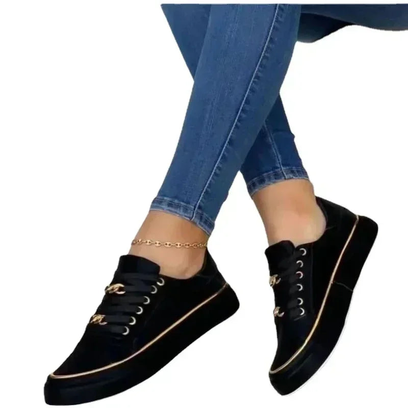 Women's Sneakers 2025 New Fashion Womens Shoes Comfortable Round Toe Platform Sneakers Lace-up Walking Vulcanized Shoes Zapatos