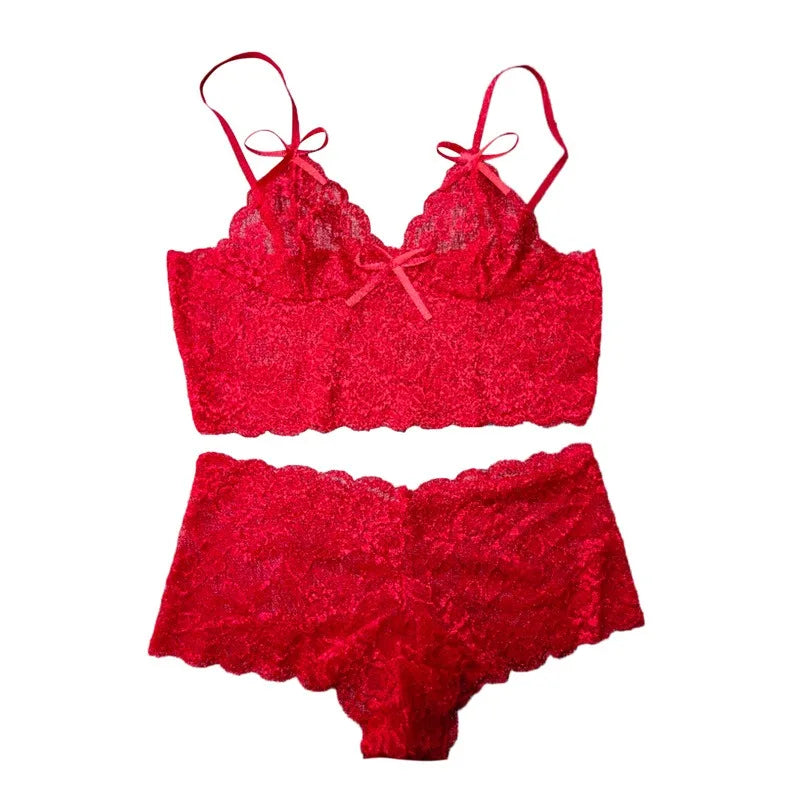 Women Sexy Bra Sets Perspective Lace Strap Fashion Solid Underwear Passion Adjustment Wrap Chest Bra  Charm