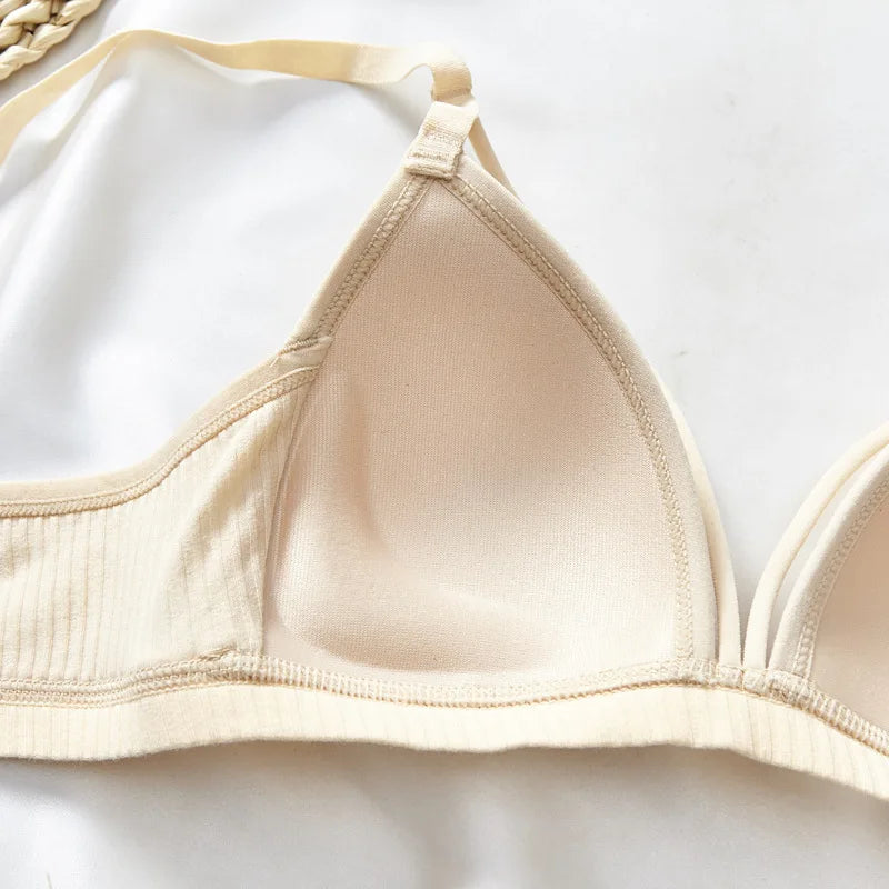 Sexy Bra with Thin Design Traceless Non-underwire Gathered for Women Small Chest Fashion Triangle Cup Underwear