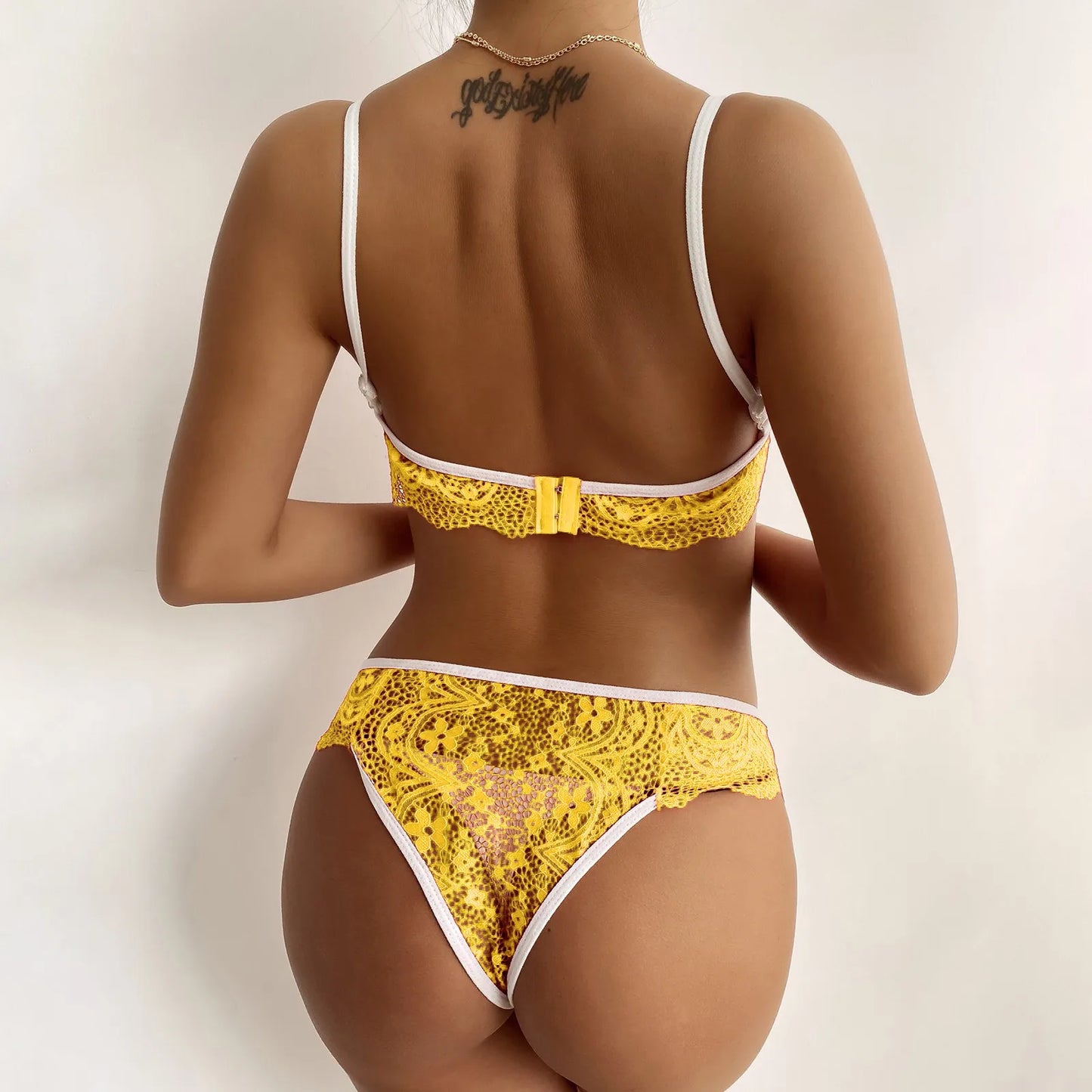 Sexy Women Lingerie Underwear Pajamas Set Lace Wireless Bowknot Bra Thong Solid Color Lingerie Transparent Fairy Lingerie Sets