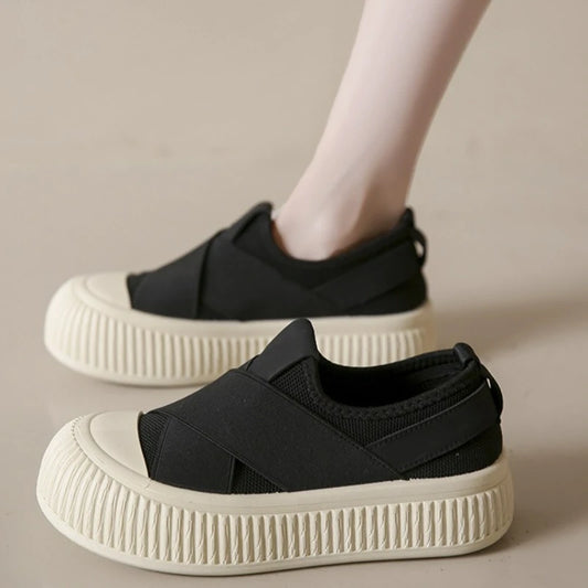 Women's Casual Shoes Platform Sneakers Slip on Breathable Flat Shoes Outdoor Vulcanize Shoe Mesh Round Toe Women Shoes Zapatos