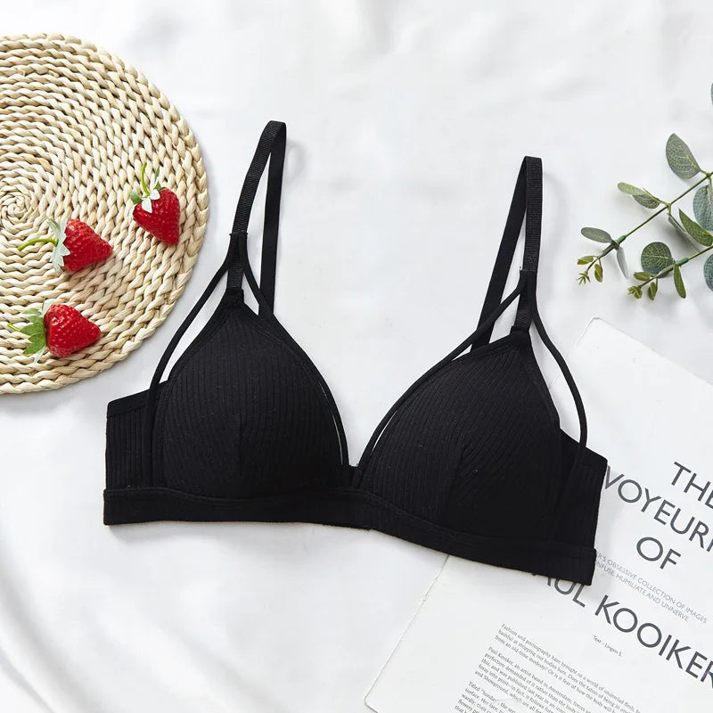 Sexy Bra with Thin Design Traceless Non-underwire Gathered for Women Small Chest Fashion Triangle Cup Underwear