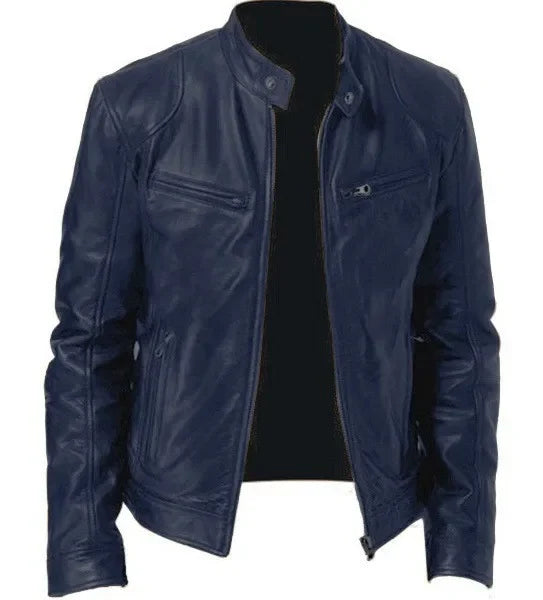 Men's Leather Jacket Bomber Motorcycle Biker Pu Leather Casual Loose Fit Faux Jacket for Men