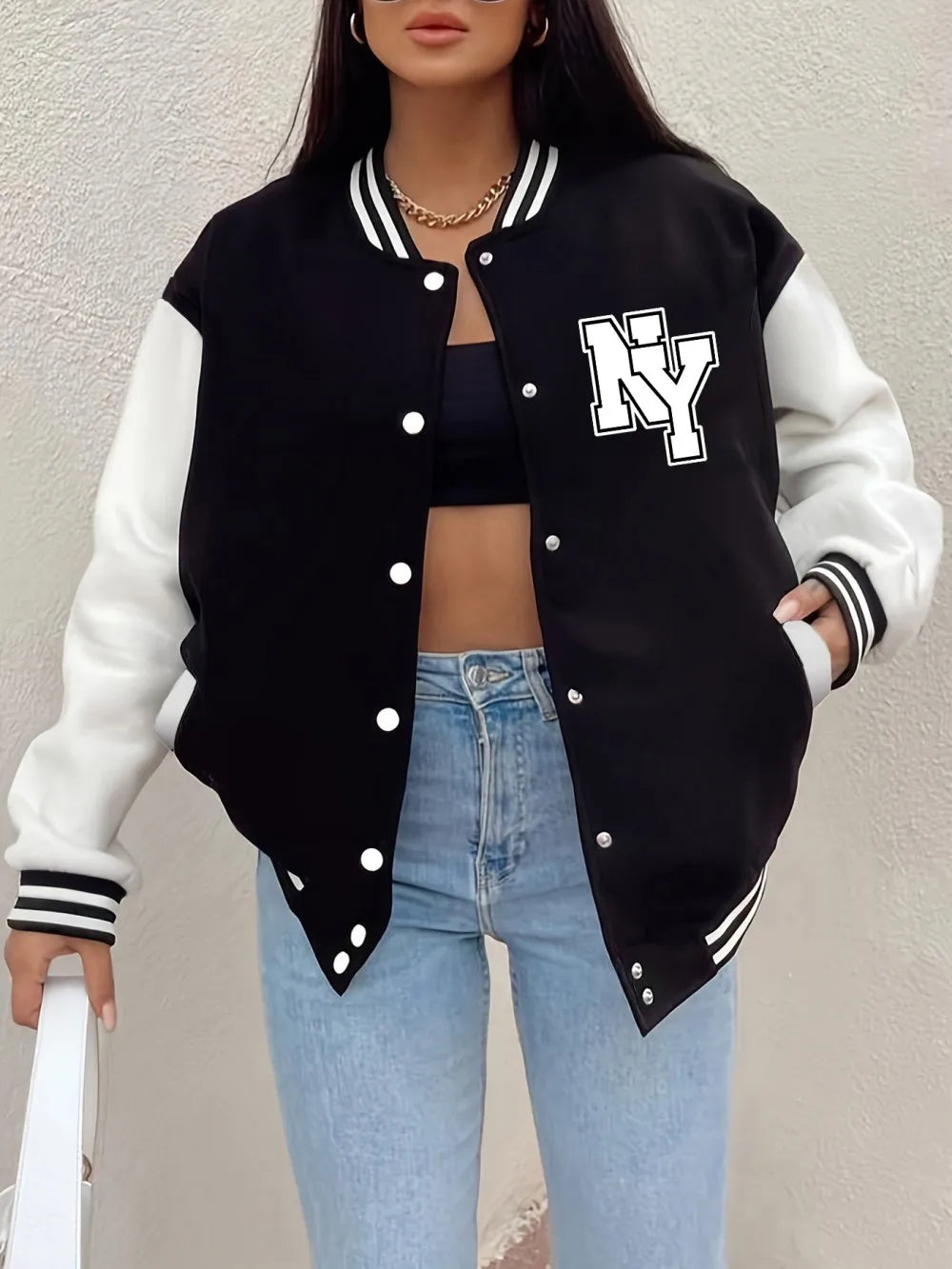 Plus New York Letter Prints Coats Womens Winter Comfortable Baseball Jersey Fleece Warm Soft Jackets Casual Pocket Woman Clothes