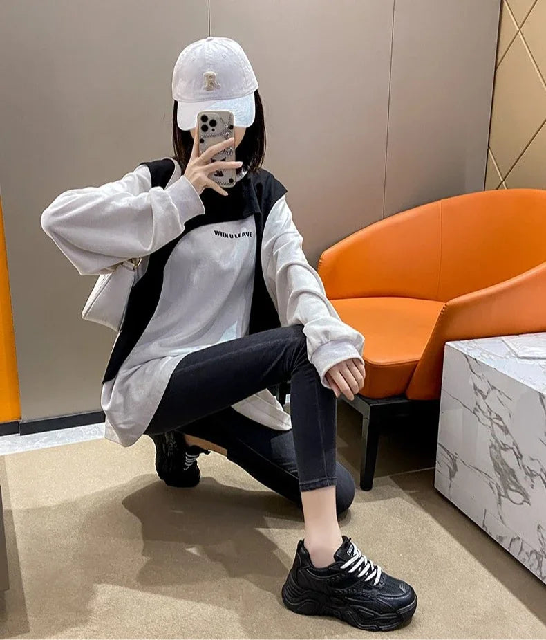 Sports Shoes for Women Athletic Round Toe High on Platform Woman Footwear Sneakers Sale Designer Luxury Offers Vulcanized Shoe H