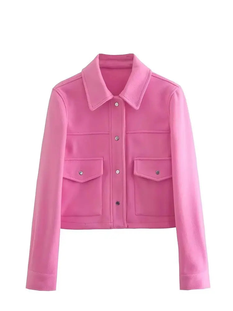 HH Jackets For Womens Autumn Fashion Solid Front Pockets Button Long Sleeve Jacket Elegant Woman Casual Outerwear Coat