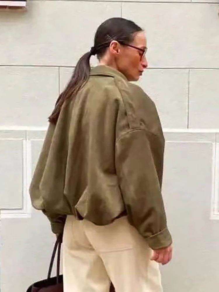 Vintage Women Casual Bomber Jackets 2025 Fashion Ladies Loose Soft Jacket for Female Holiday Chic Outfits Girls Cute Clothes