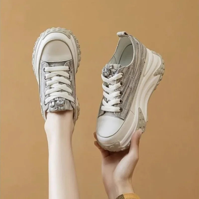 Women's Shoes High on Platform Retro Ladies Footwear Y2k Fashion Casual Light Cheap Offer Daily Routine 39 Vulcanized Shoe Deals