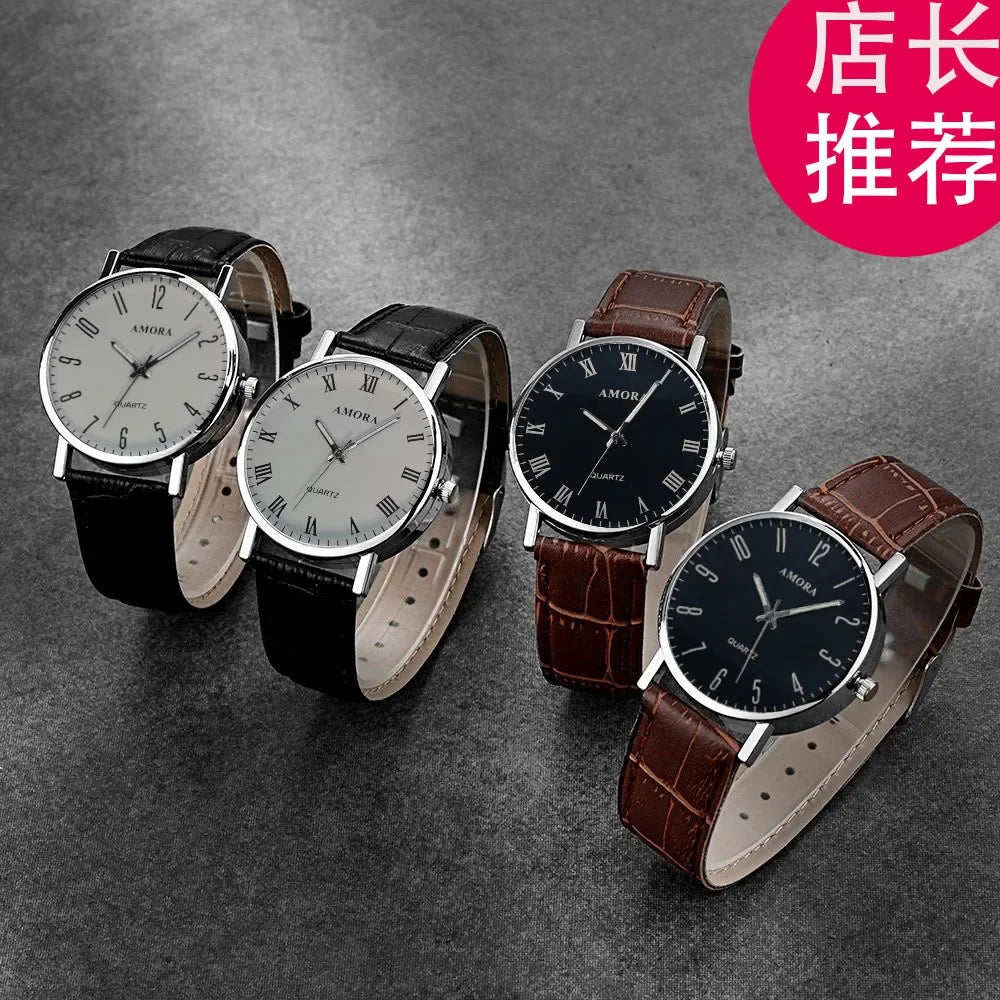 Men Watches Business Wrist Watch Luxury Leather Strap Analog Watches Quartz Wristwatches Clock Men Women Casual Simple Watch