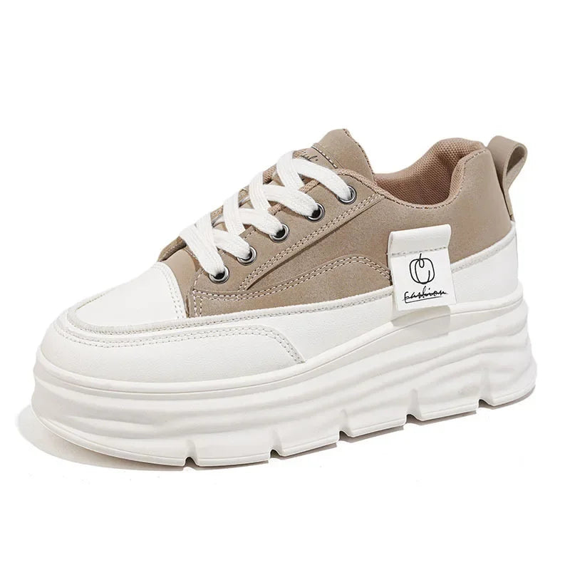 Shoes2025 Women Autumn Trend New Woman Flats Shoes Chunky Lace-up Soft-sole Casual Sneakers Female Vulcanized Shoe Walking Shoe