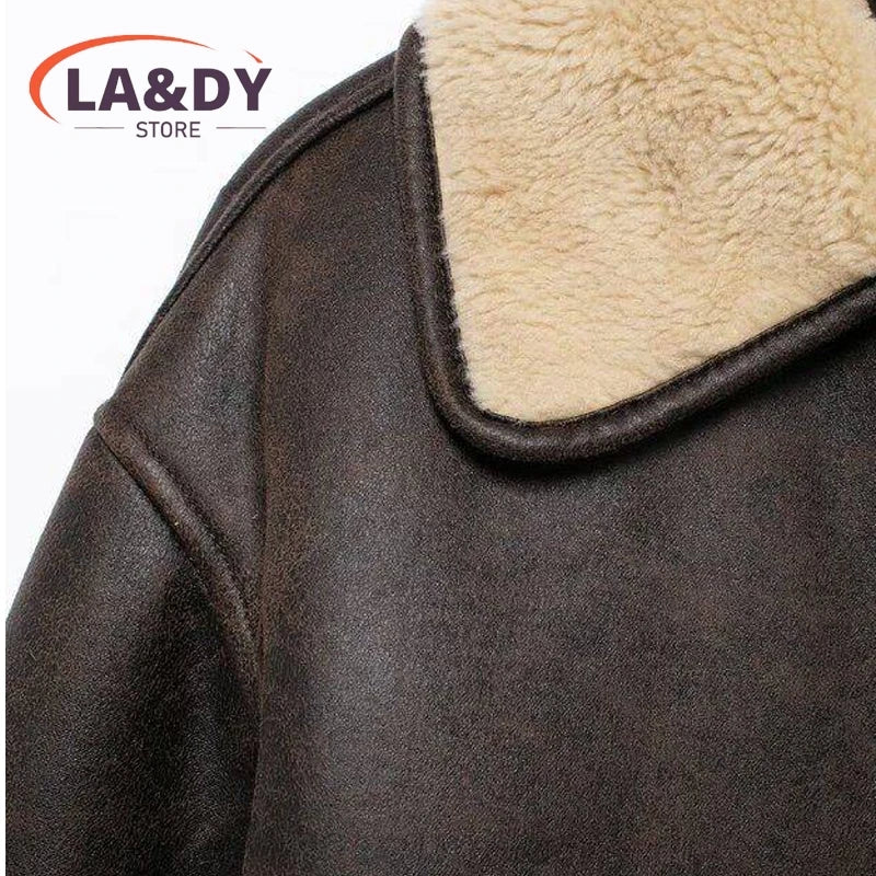 Faux Leather Jacket Coat 2024 High Quality Autumn Winter Women Fashion Loose Thick Warm Female Casual Pockets Tops Outerwears