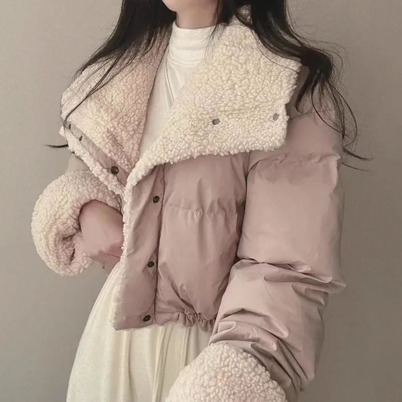 Women's Winter Tops Jacket Cotton Coat Versatile Skinny Long Sleeve Lapel Short Warm Thickened Vintage New Comfortable Versatile