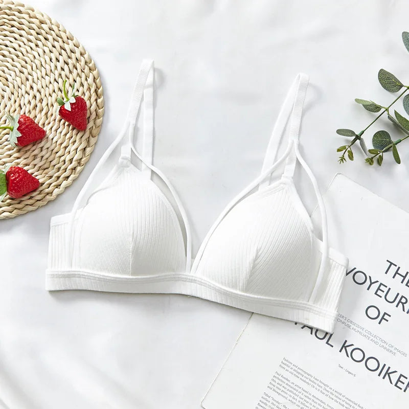 Sexy Bra with Thin Design Traceless Non-underwire Gathered for Women Small Chest Fashion Triangle Cup Underwear