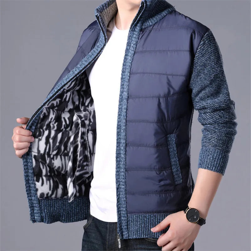 Winter Mens Fleece Jacket | Stand Collar Outerwear Winter Jackets Men