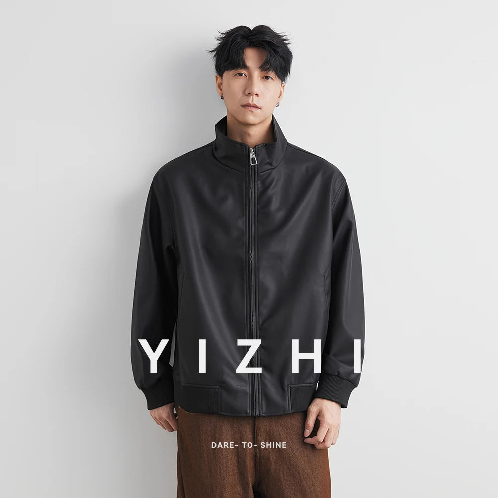 Fashion Leather Jaet Men's Autumn High-End Sli American Trendy Motorcycle Biker Jaet All in Youth Loose Fit Men Jacket