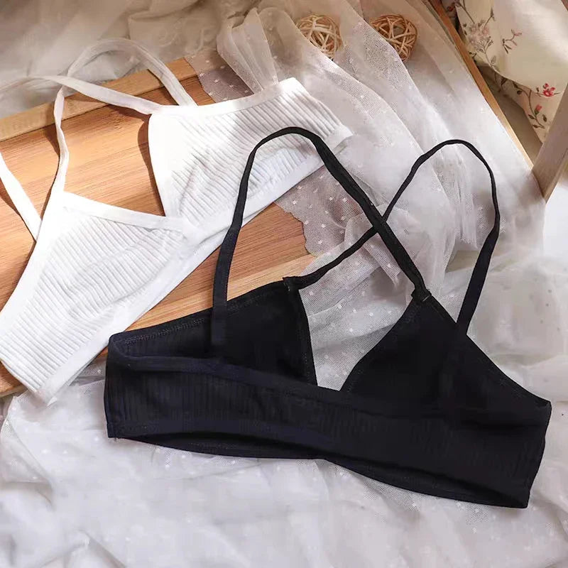 Sexy Seamless Bra Bras For Women Deep-V Triangle Thin Bralette Back Bra Underwear Top Female Solid Shoulder Strap Vest Lingerie