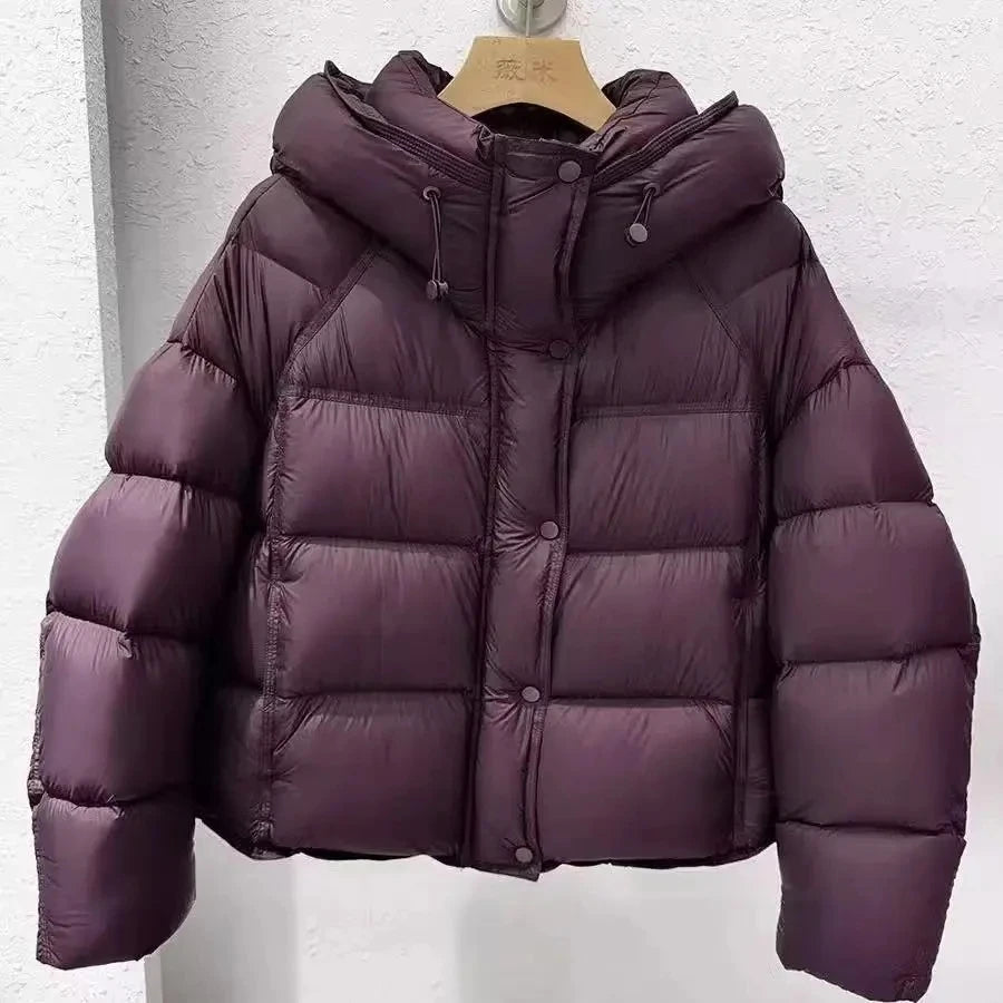 2025 New Women Cotton Padded Jacket Winter Short Hooded Loose Cotton Coat Korean Women Parkas Coat Solid Outwear Women Puffer