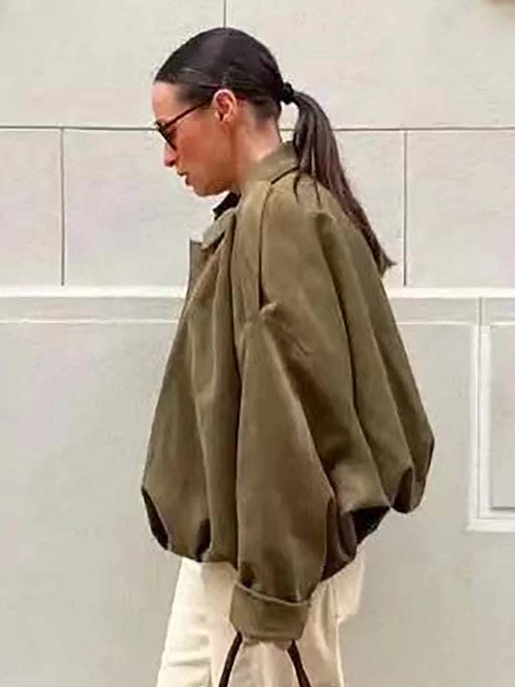 Vintage Women Casual Bomber Jackets 2025 Fashion Ladies Loose Soft Jacket for Female Holiday Chic Outfits Girls Cute Clothes