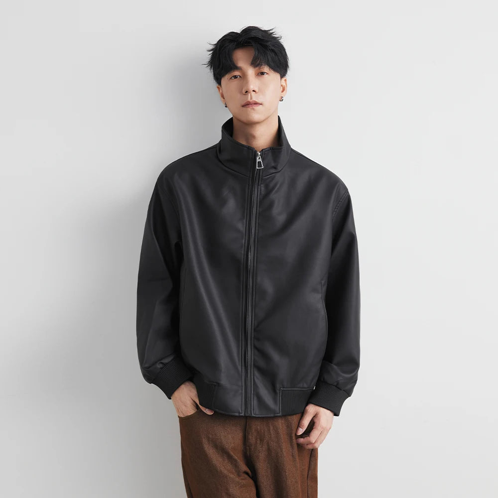 Fashion Leather Jaet Men's Autumn High-End Sli American Trendy Motorcycle Biker Jaet All in Youth Loose Fit Men Jacket